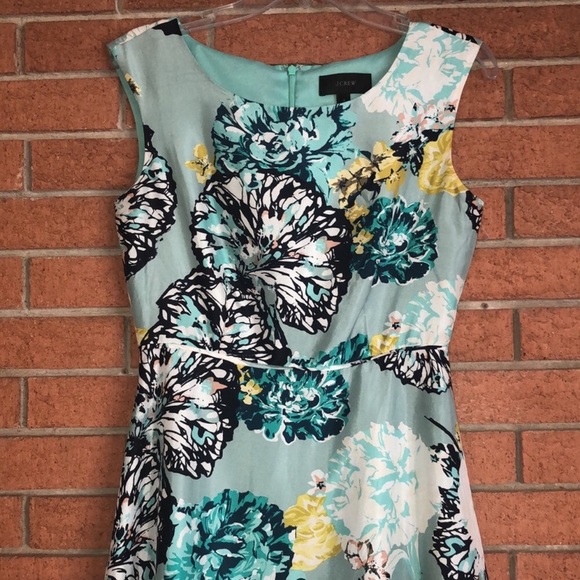 🧚🏽J CREW🧚🏽AQUATIC BLOOMS FLORAL SILK DRESS🧚🏽 - Picture 8 of 11